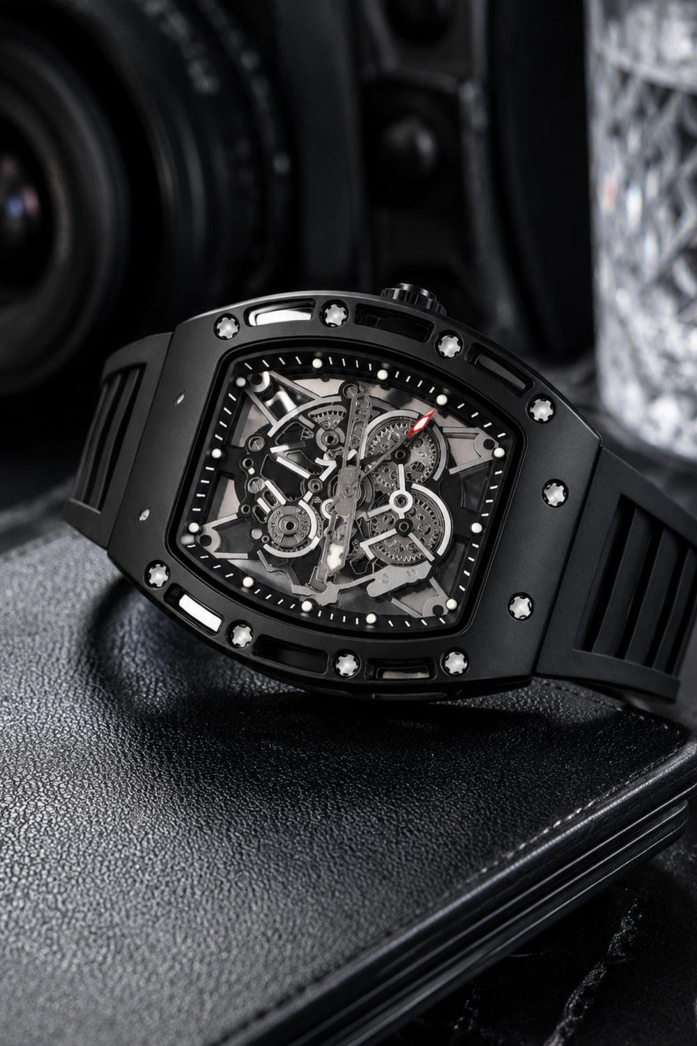 Men Skeleton Dial & Straps Analogue Quartz Watch (43413949)