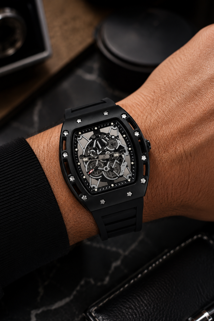 Men Skeleton Dial & Straps Analogue Quartz Watch (43413949)
