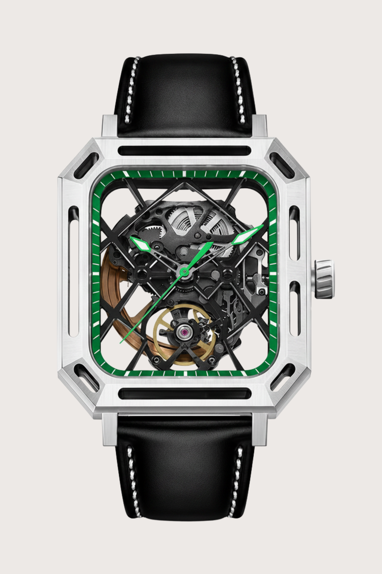 Men's Green Skeleton Square Automatic Mechanical Watch