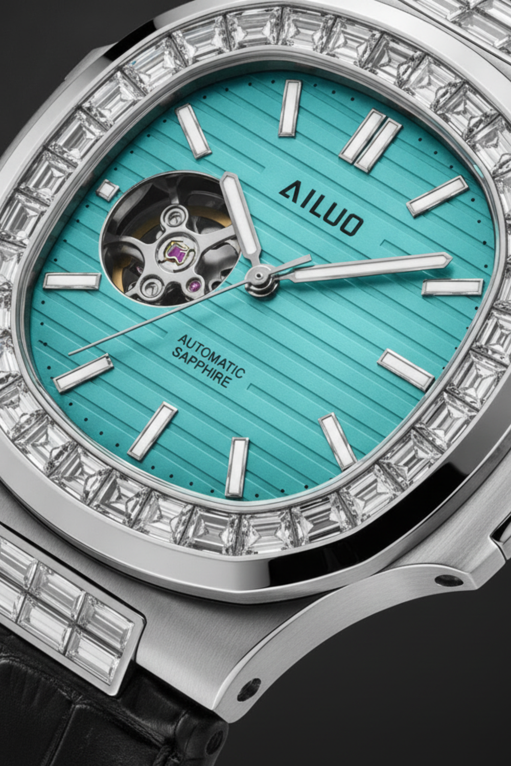 Royal Azure | Silver Turquoise Automatic Open-Heart Watch