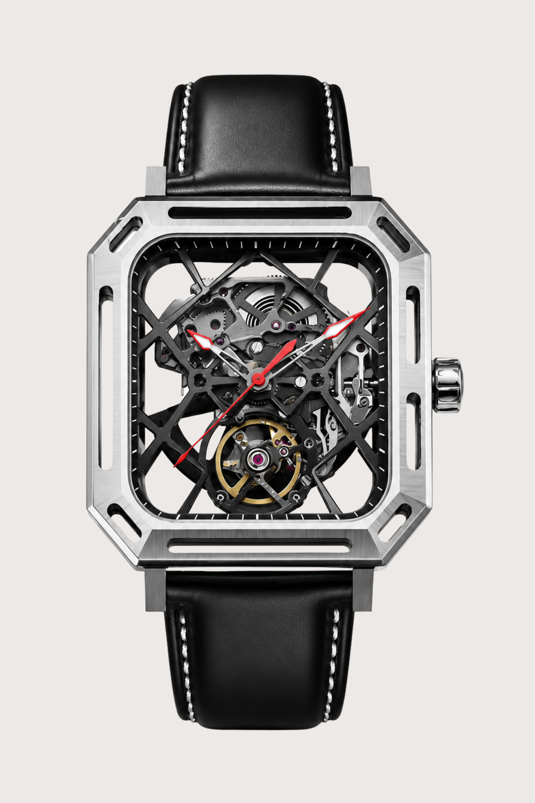 Men's Black Skeleton Square Automatic Mechanical Watch
