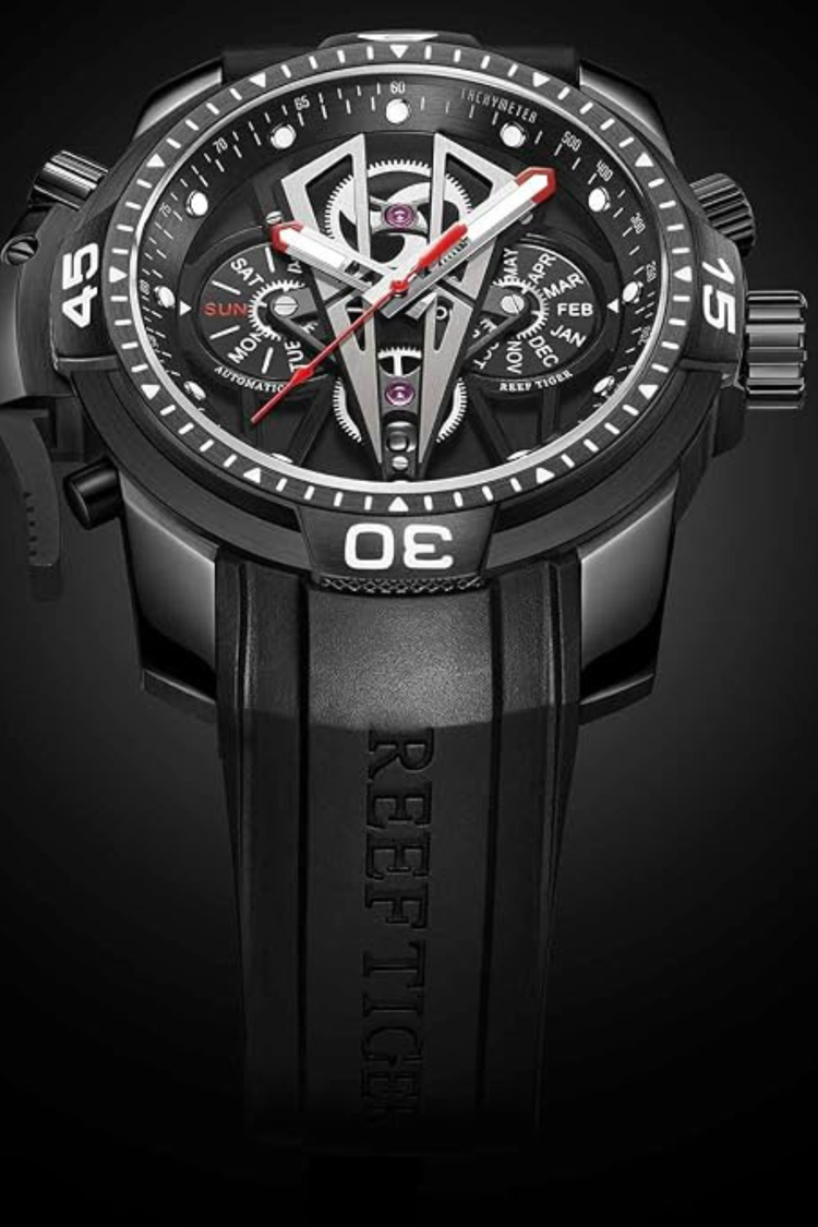 Men's Sport Black Dial Automatic Watch | Reef Tiger Edition