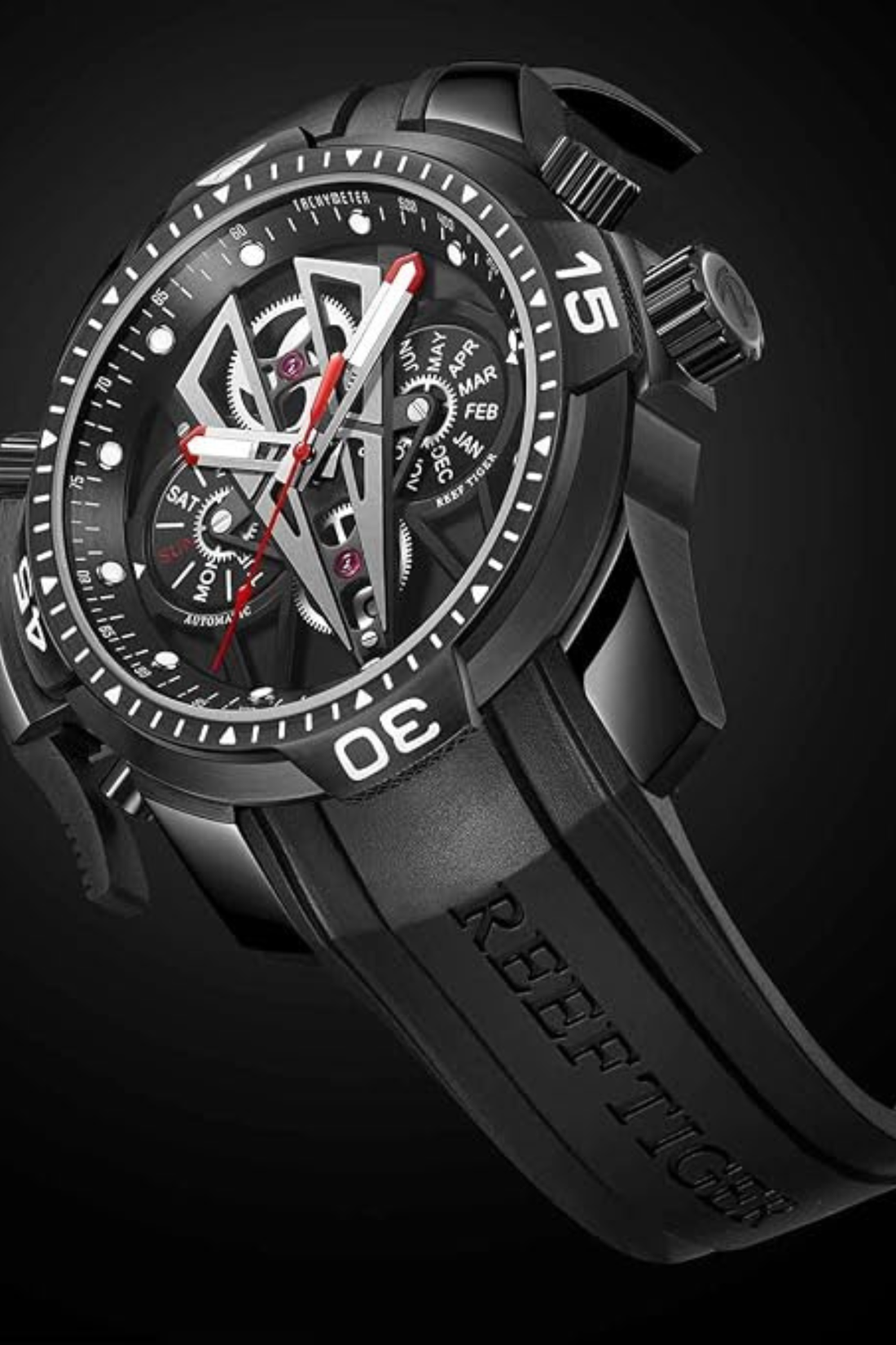 Men's Sport Black Dial Automatic Watch | Reef Tiger Edition