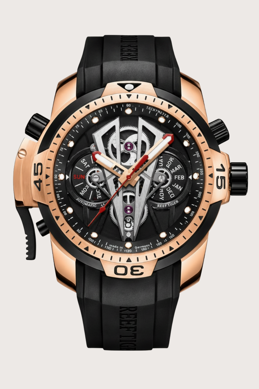 Men's Sport Silver Black Dial Automatic Watch | Reef Tiger Edition