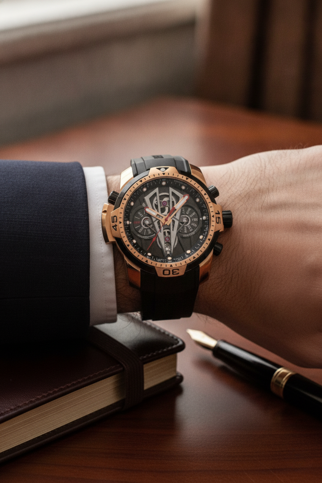 Men's Sport Silver Black Dial Automatic Watch | Reef Tiger Edition