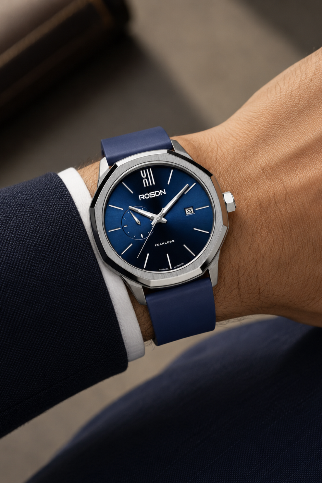 Fearless Meridian Grey Automatic Watch - Blue