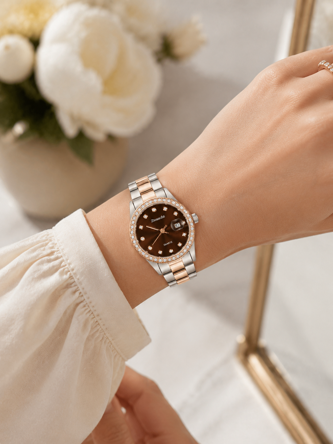 Stellar Grace Cocoa Golden Silver Quartz Edition watch