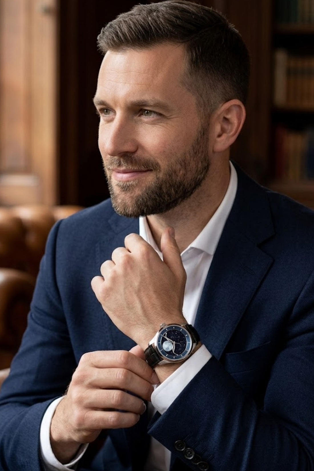 Moon Phase Aventurine Dial Mechanical Watch