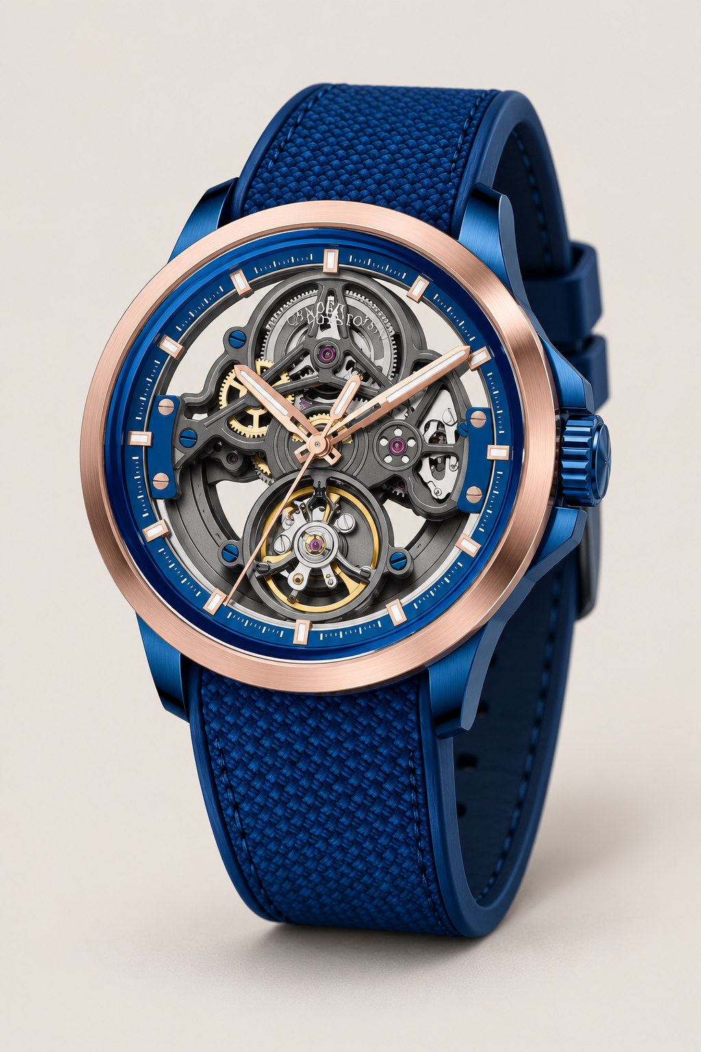 Orbit Skeleton Automatic Watch - Navy Blue