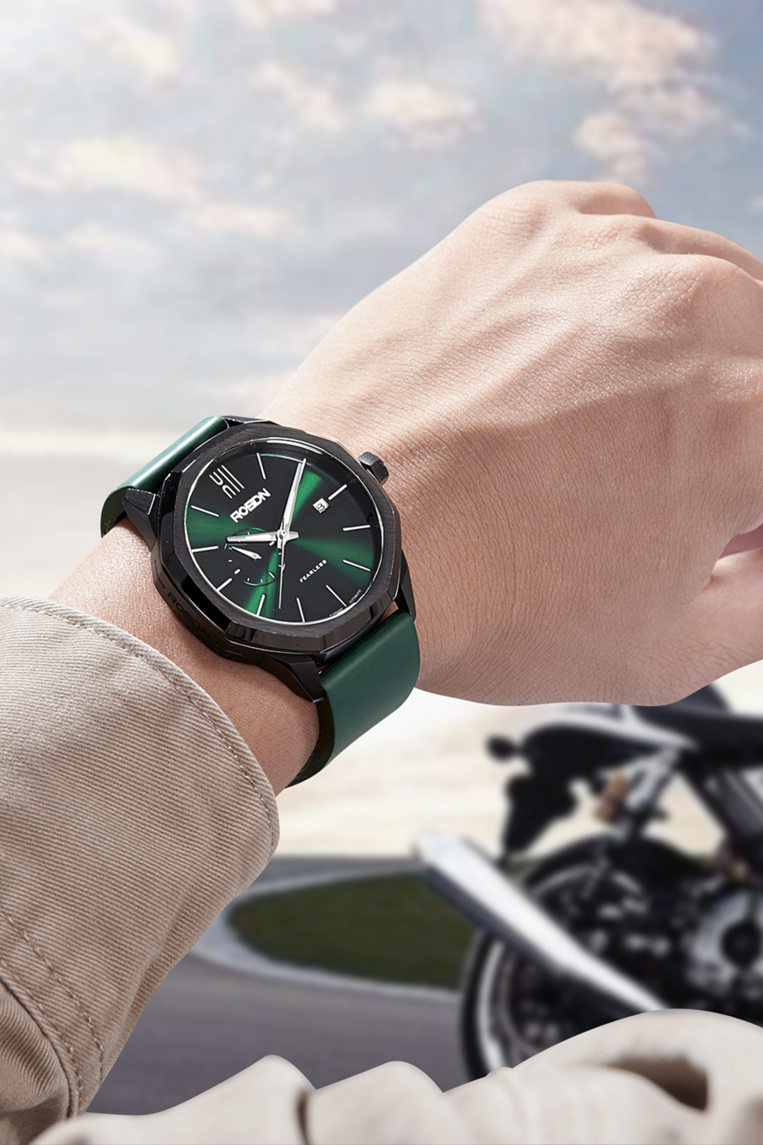 Fearless Meridian Grey Automatic Watch - Green