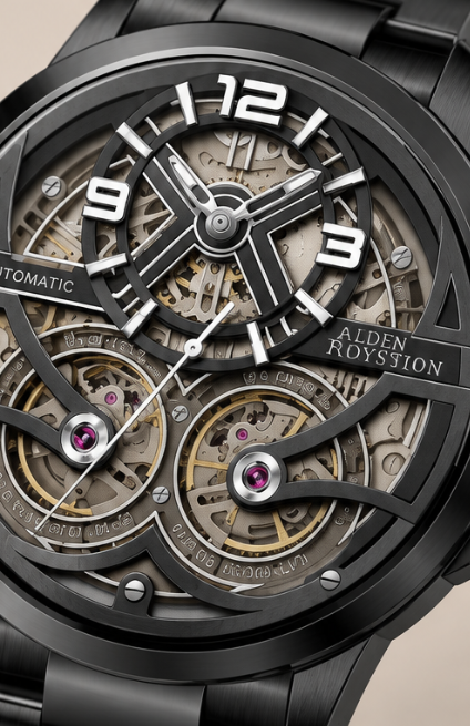 Precision in Motion Dual Tourbillon Automatic Skeleton Watch