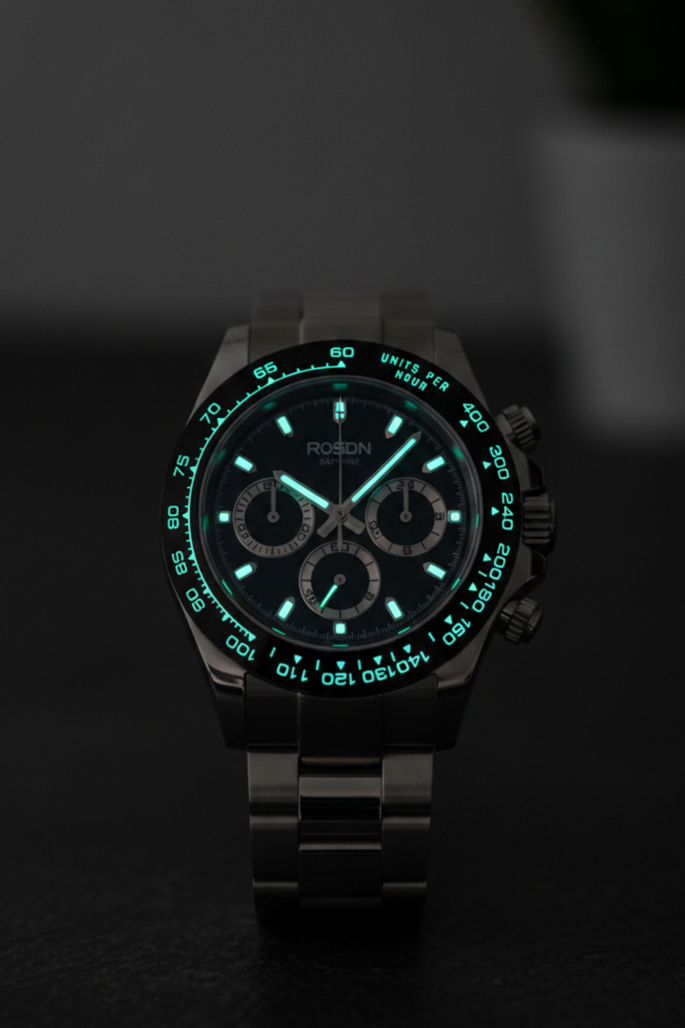 ROSDN Apex Silver Black Chronograph Watch