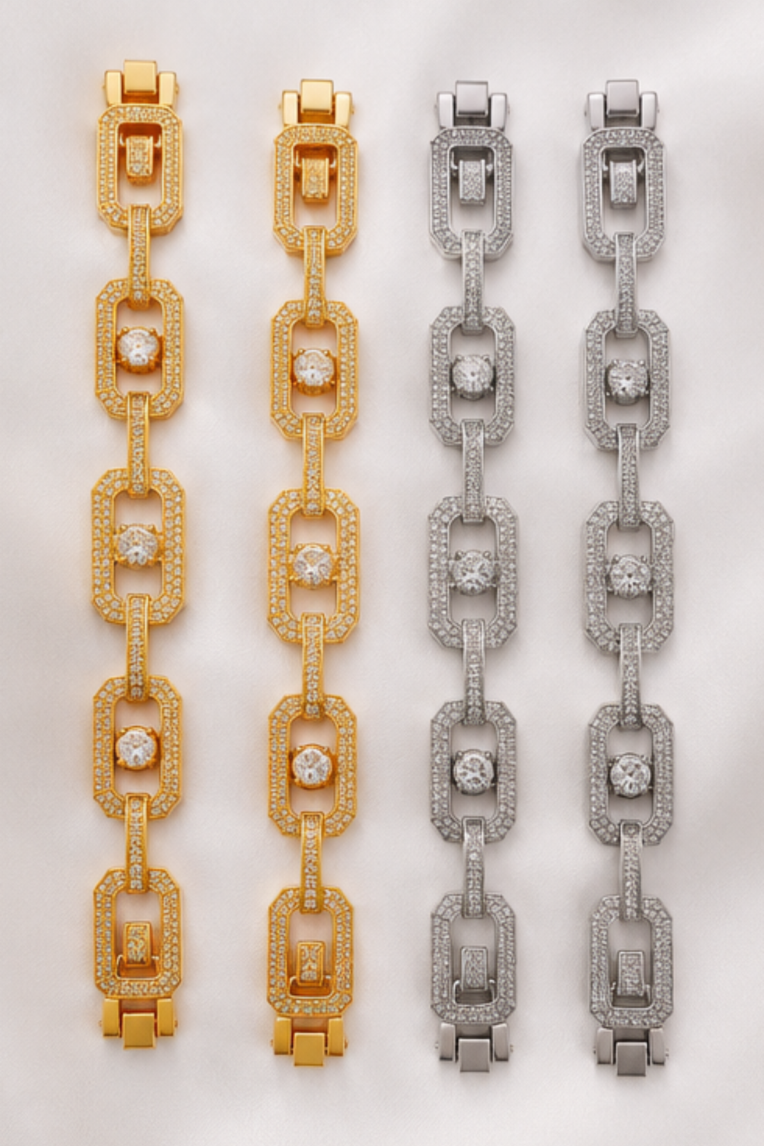 Radiant Link Symphony Dual Tone Bracelet Set