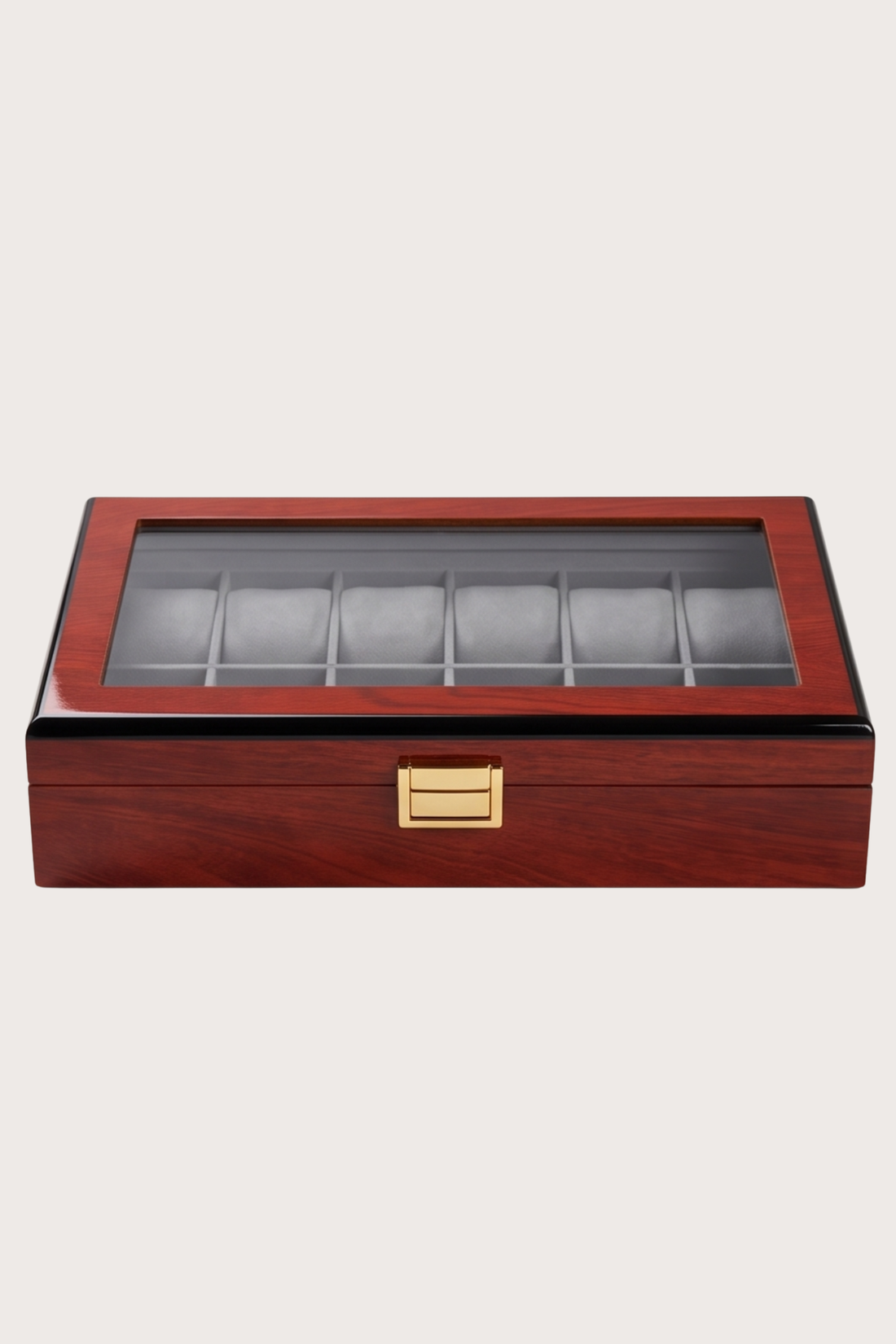 Regal Walnut Glass-Lid 12 Slot Watch Winder