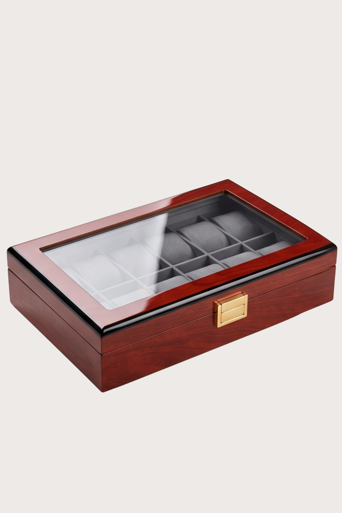 Regal Walnut Glass-Lid 12 Slot Watch Winder