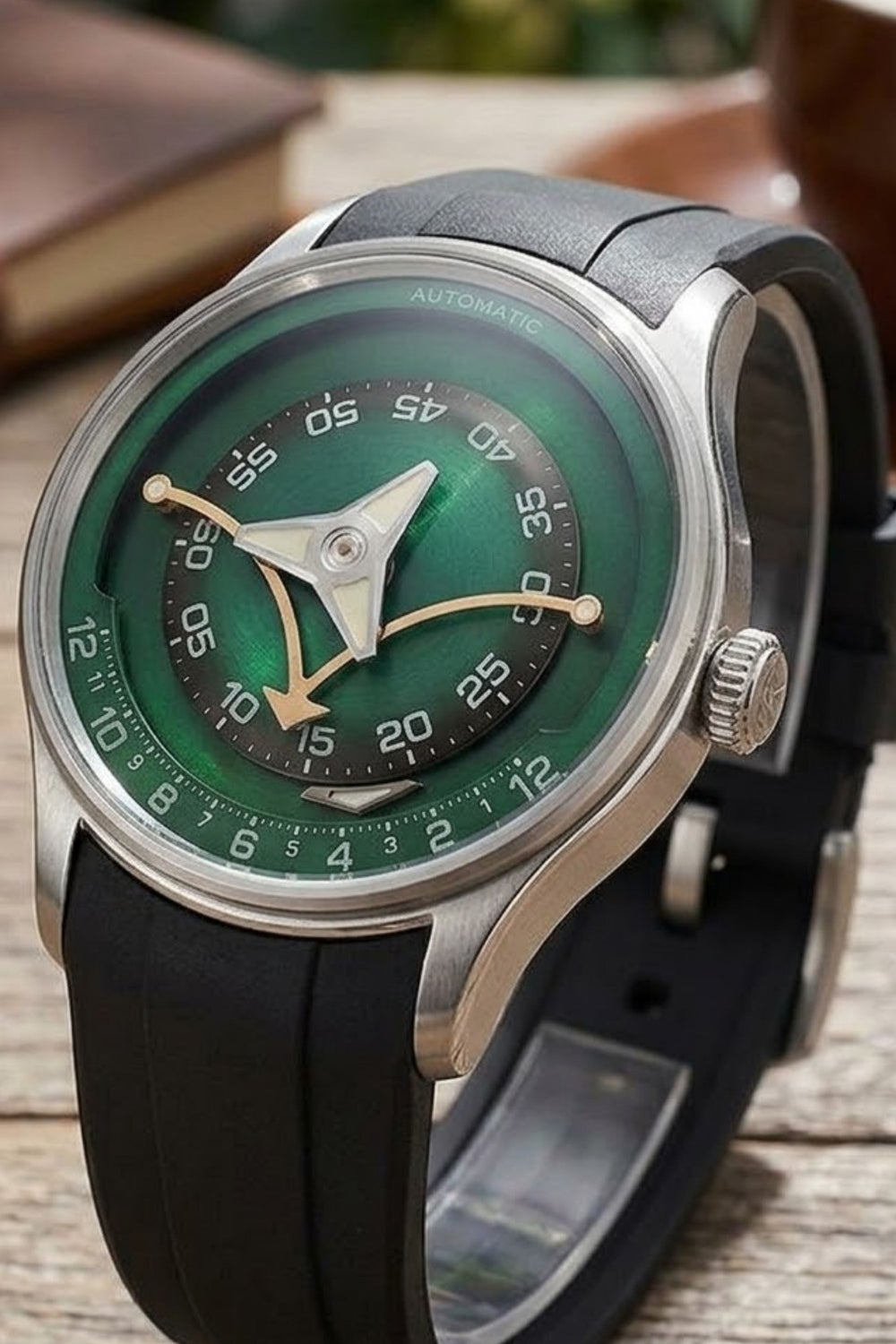 Retrograde Hour Green Dial Mechanical Watch