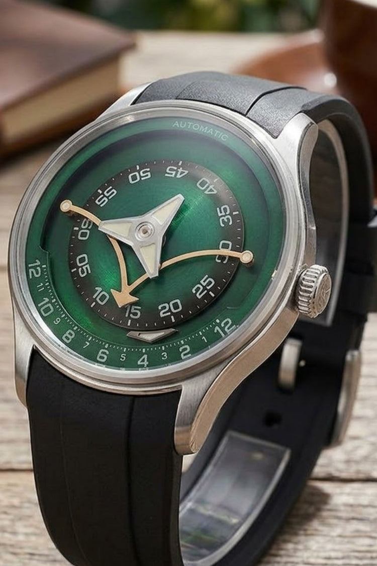 Retrograde Hour Green Dial Mechanical Watch