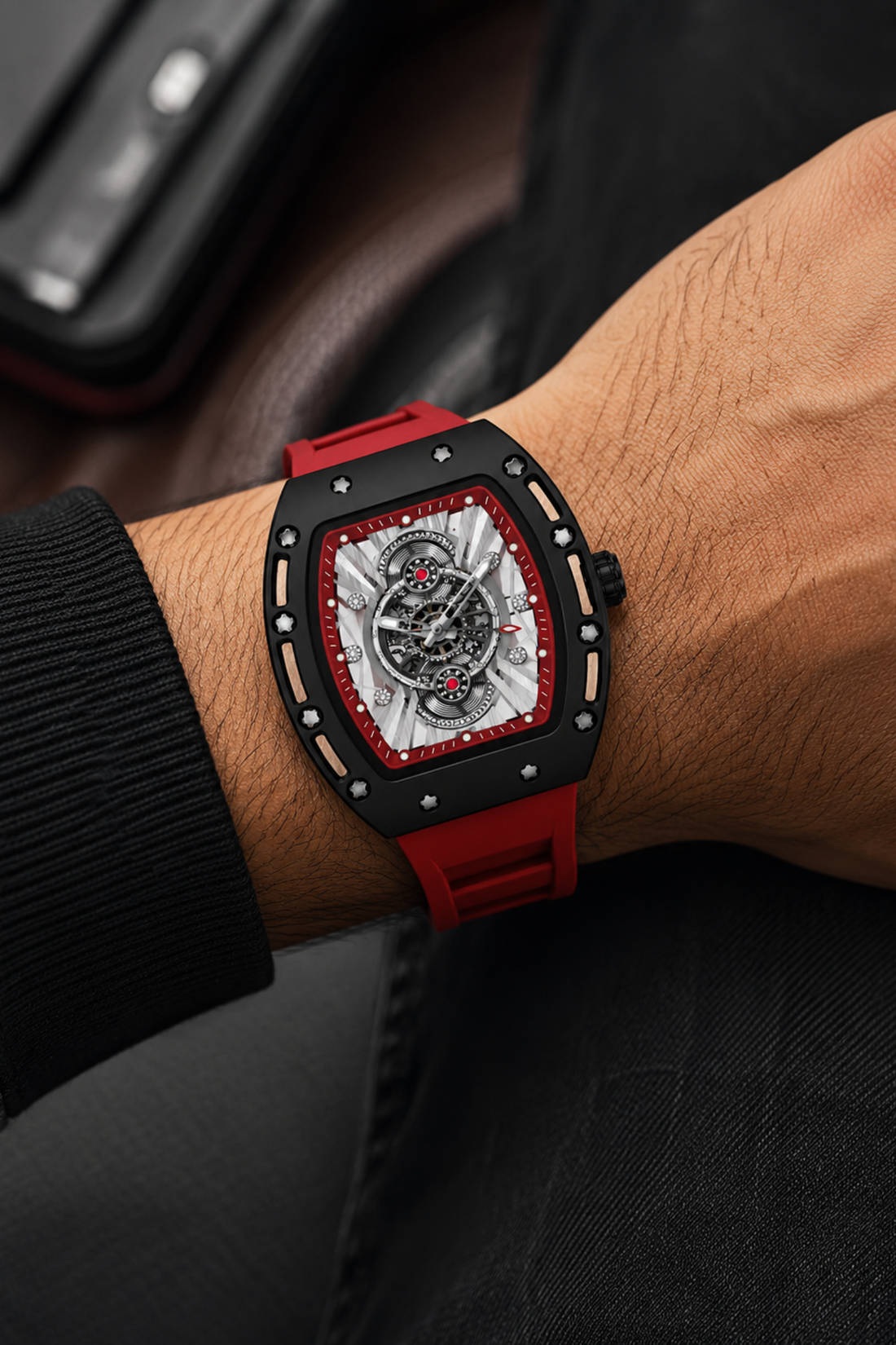 Rogue Crimson Skeleton Tonneau Watch (44219705)
