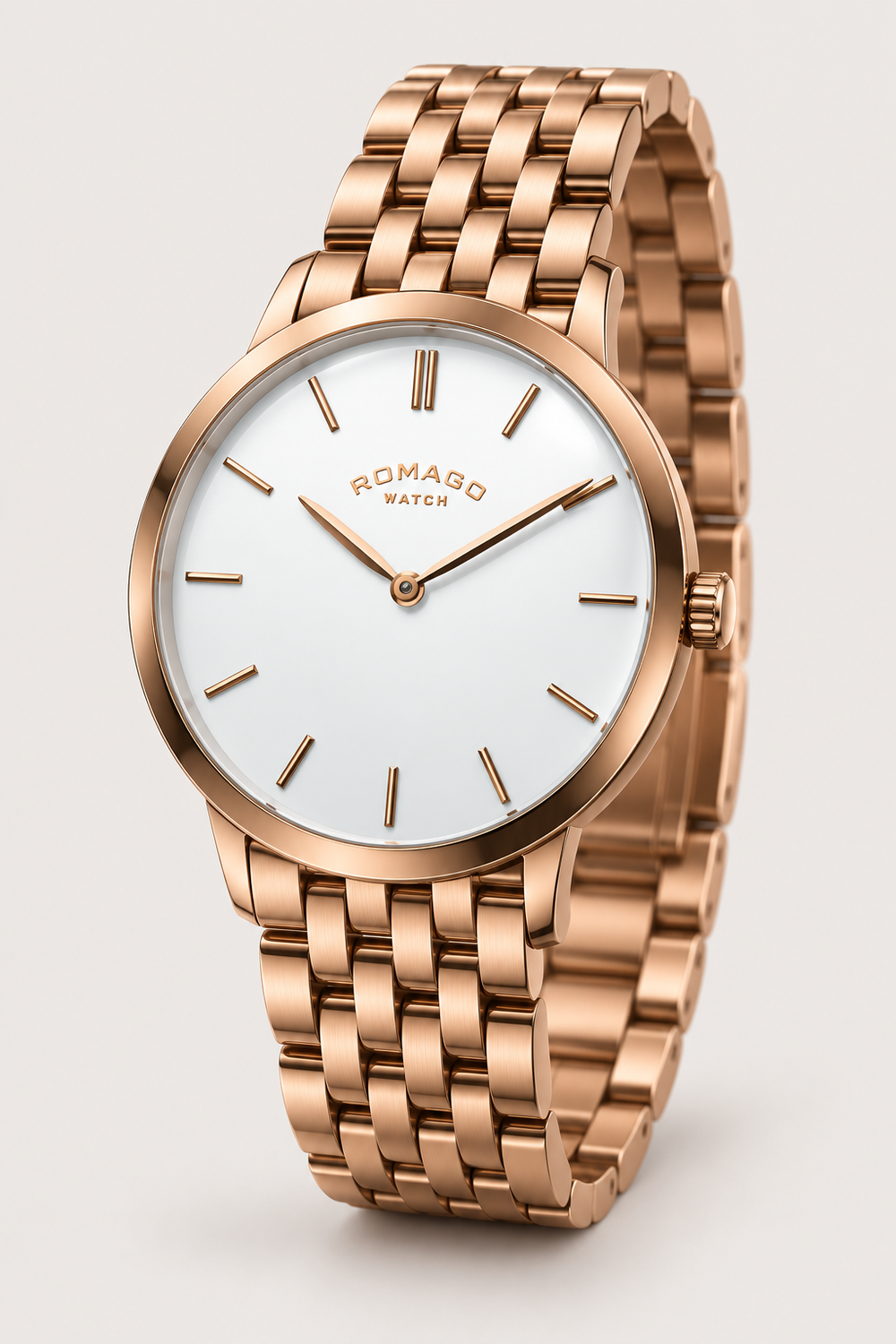 Romago Classic Elegance Rose Gold White Watch