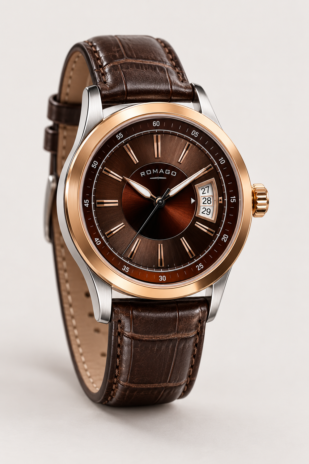 Romago Classic Prestige Cocoa Rose Gold Automatic Watch