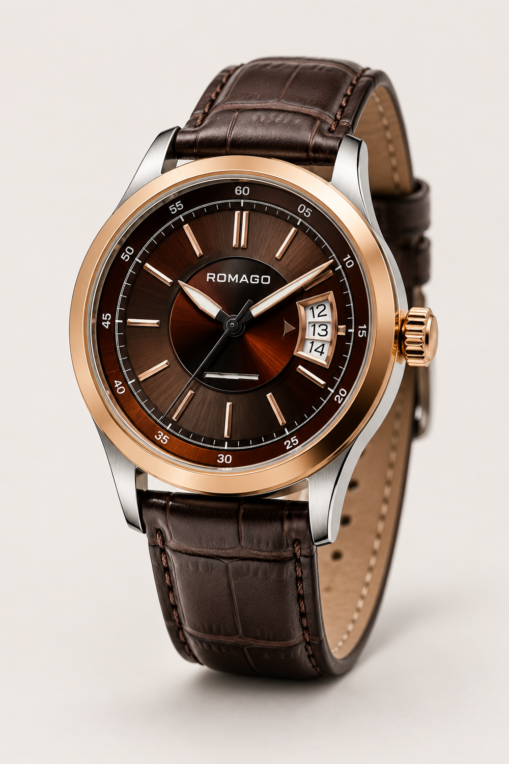 Romago Classic Prestige Cocoa Rose Gold Automatic Watch