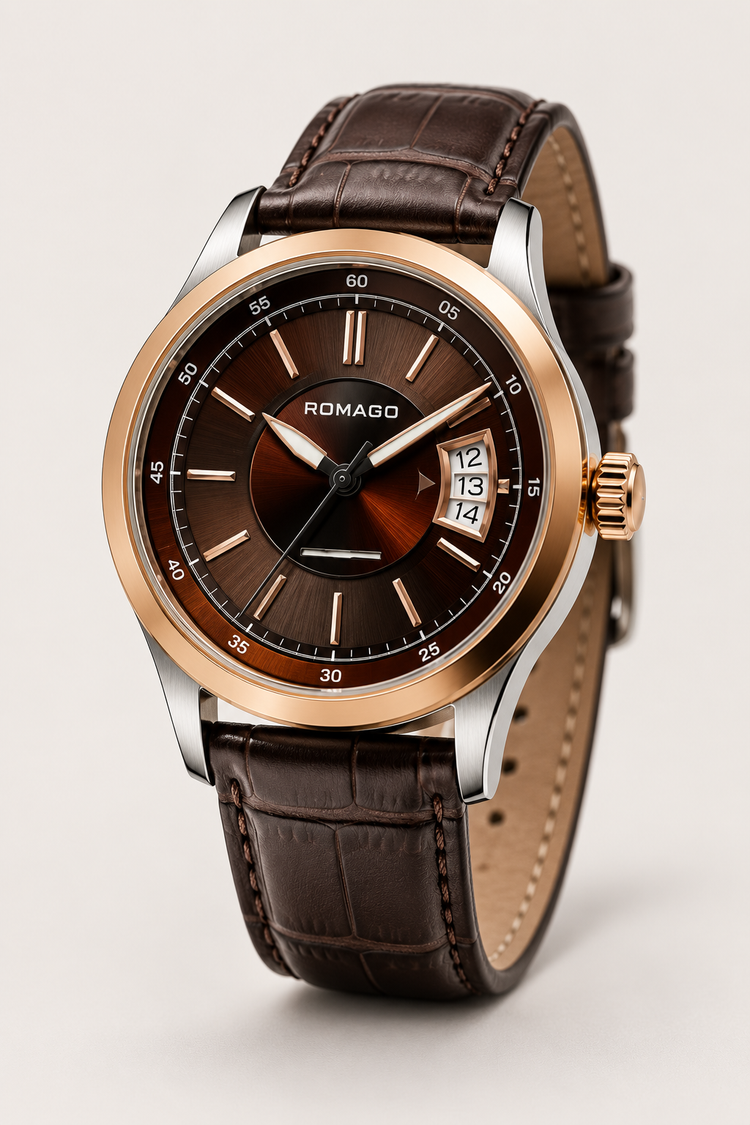 Romago Classic Prestige Cocoa Rose Gold Automatic Watch