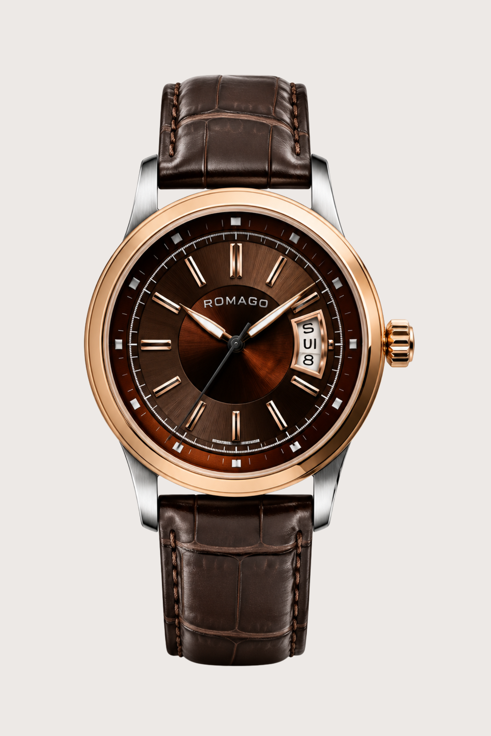 Romago Classic Prestige Cocoa Rose Gold Automatic Watch