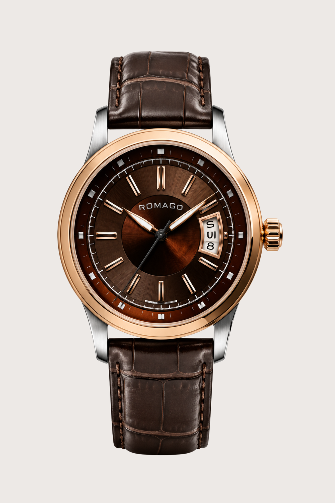 Romago Classic Prestige Cocoa Rose Gold Automatic Watch