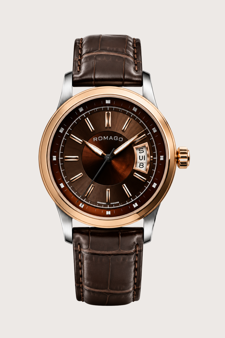 Romago Classic Prestige Cocoa Rose Gold Automatic Watch