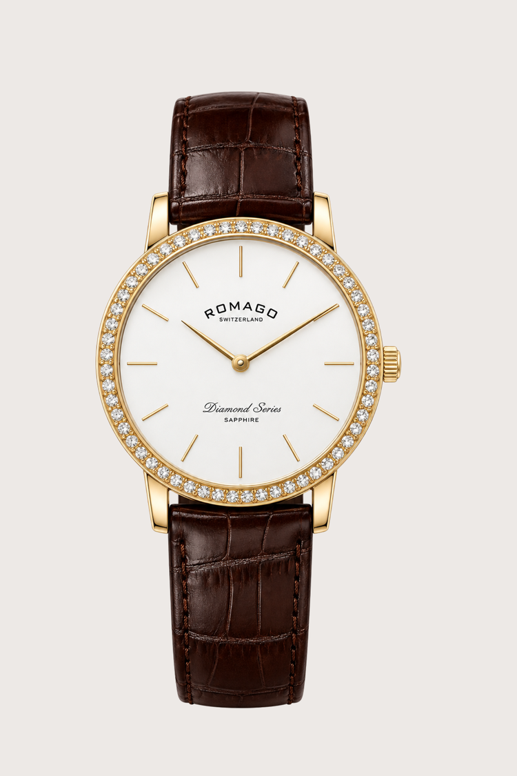 Romago Diamond Halo Minimalist Dial Watch