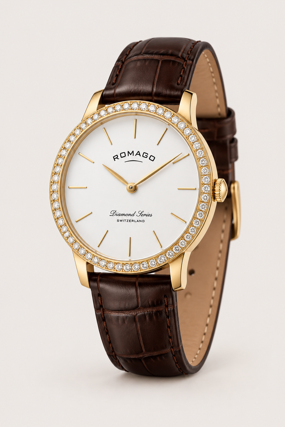 Romago Diamond Halo Minimalist Dial Watch