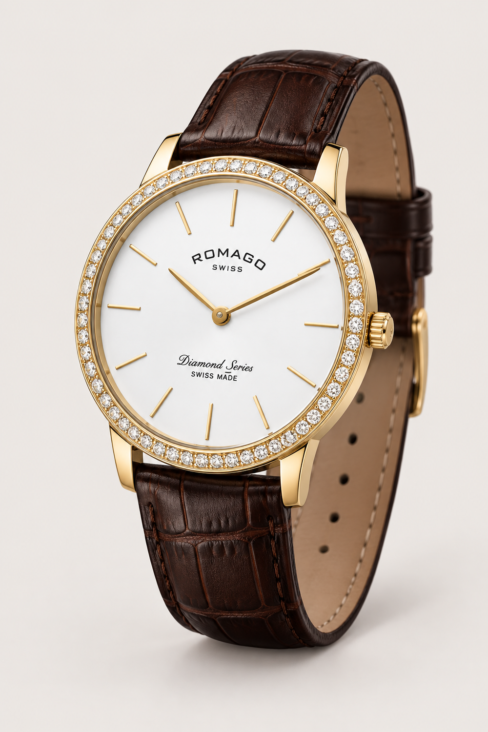 Romago Diamond Halo Minimalist Dial Watch