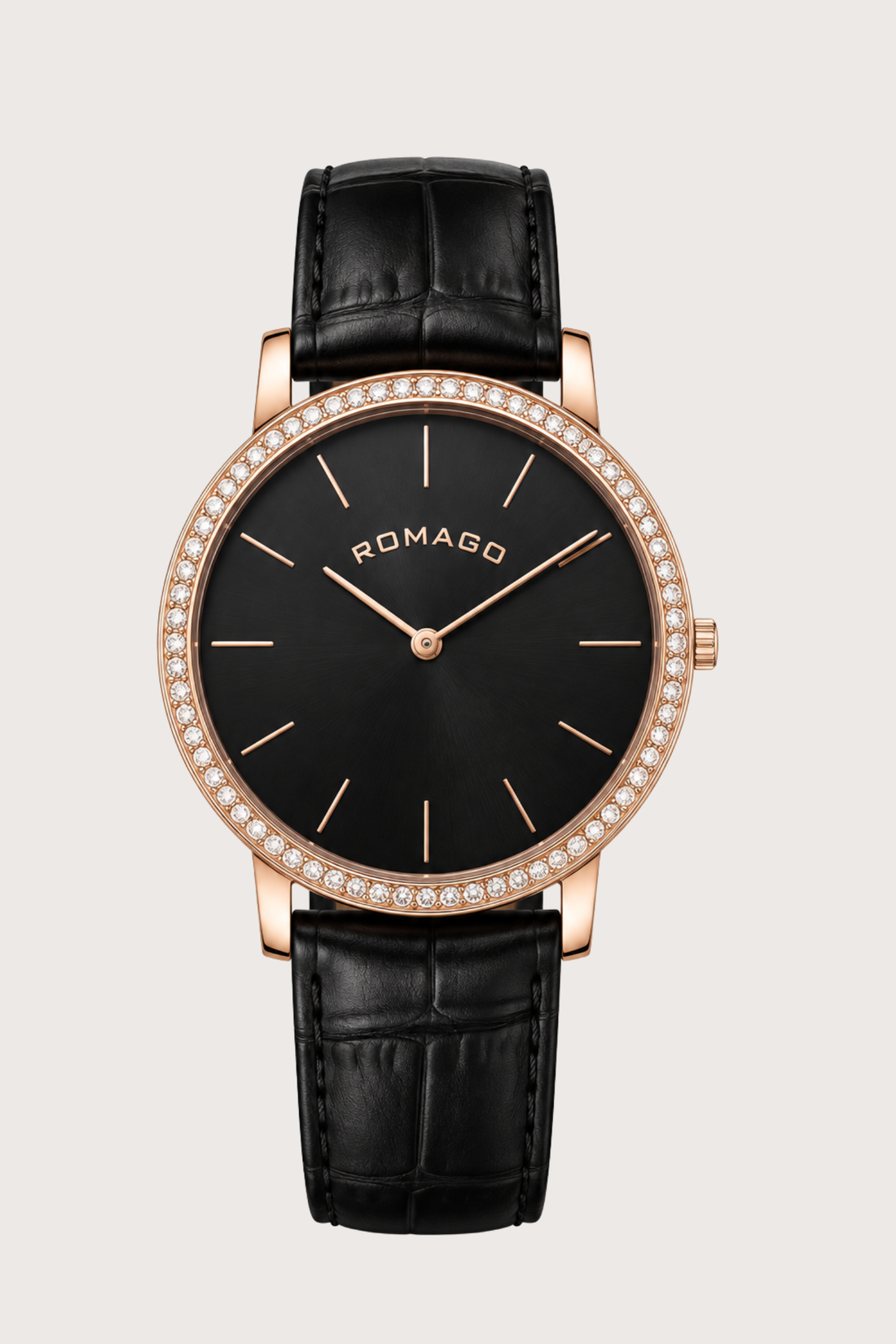 Romago Diamond Halo Noir Dial Watch