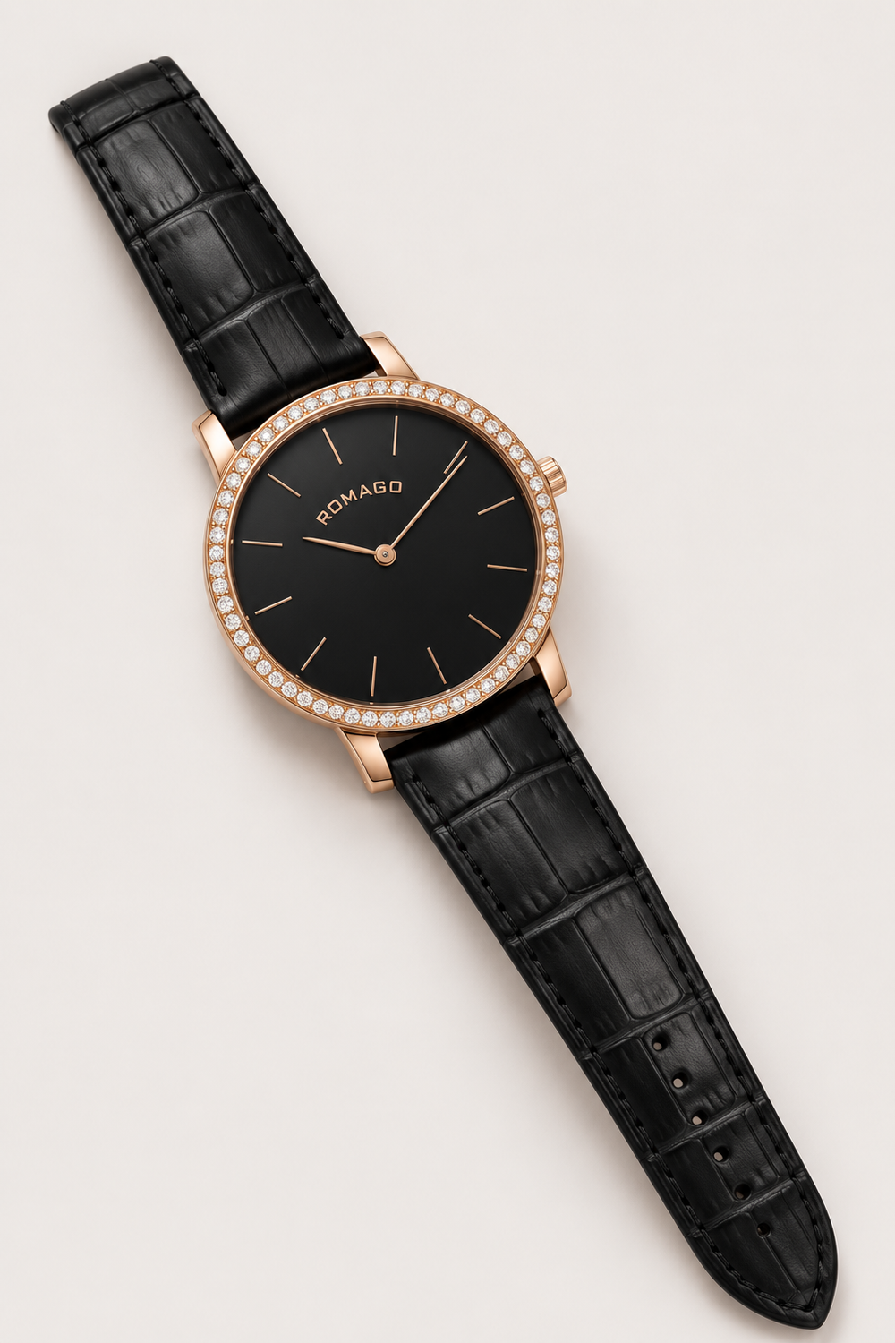 Romago Diamond Halo Noir Dial Watch