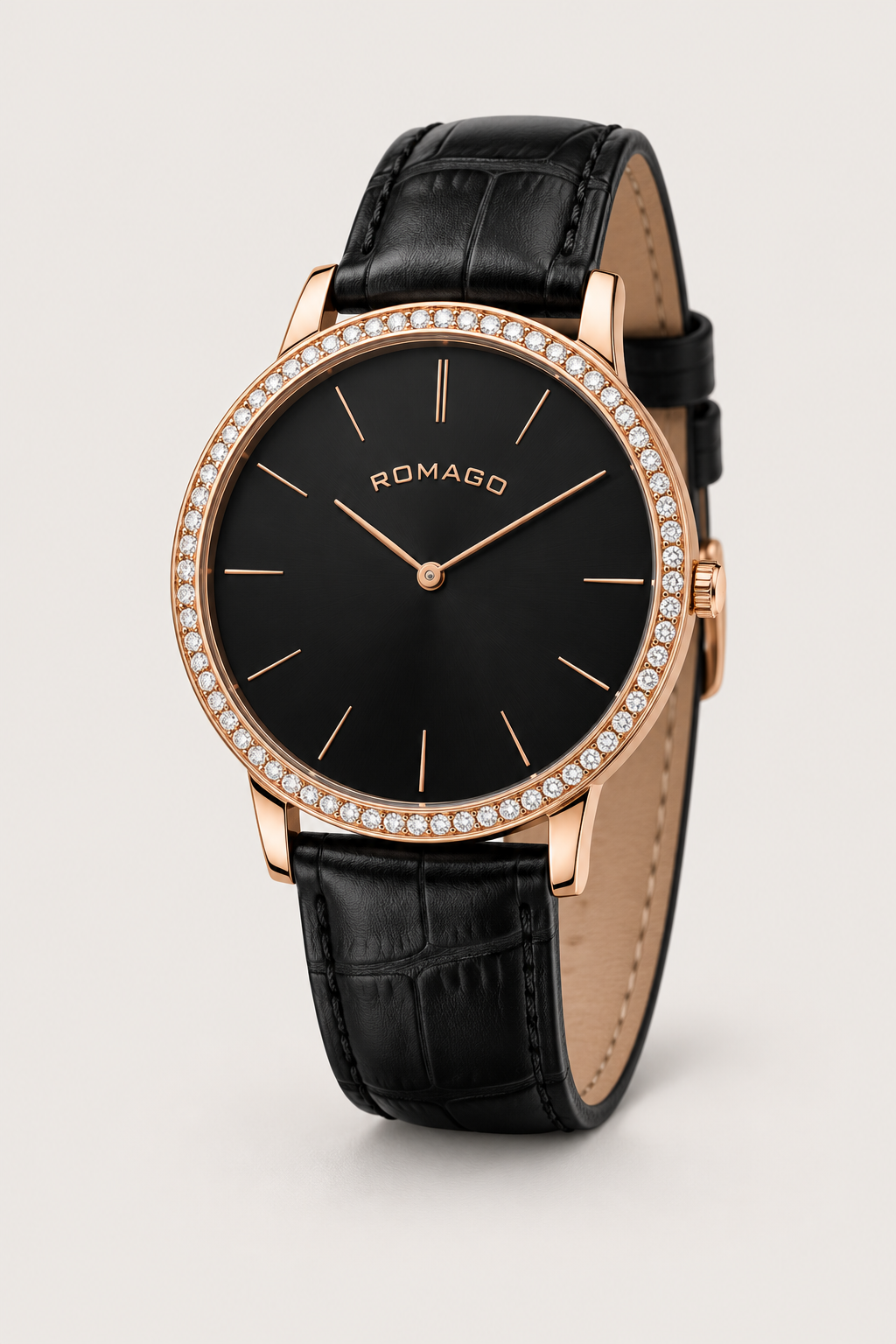 Romago Diamond Halo Noir Dial Watch