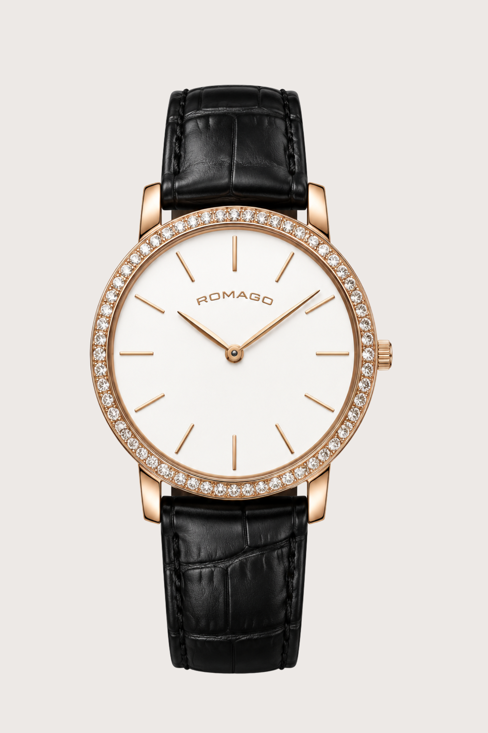 Romago Diamond Halo Pearl Dial Watch