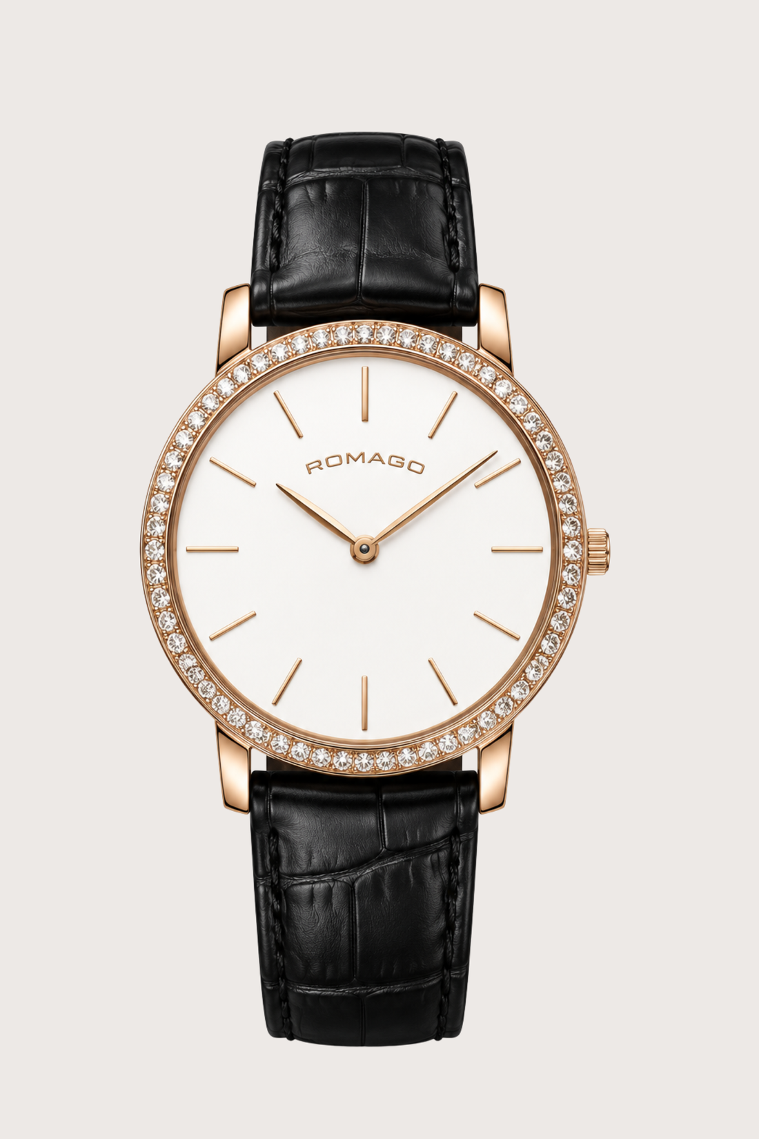 Romago Diamond Halo Pearl Dial Watch