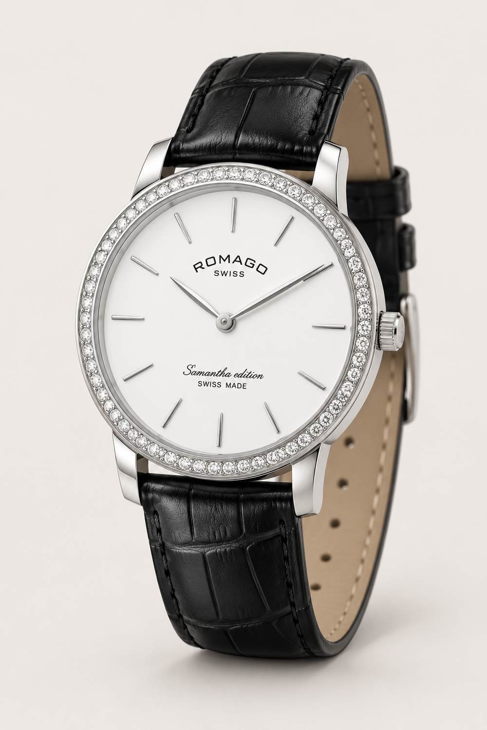 Romago Pearl Elegance Halo Silver Crystal Dial Watch