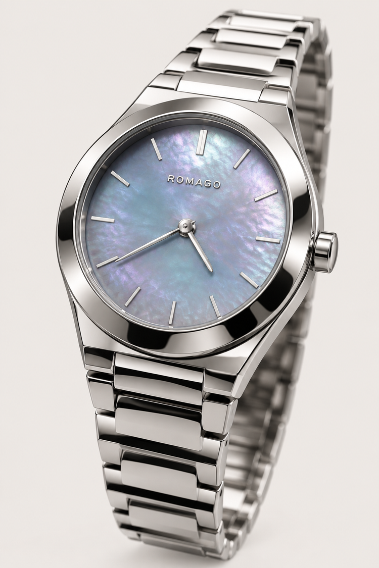 Romago Pearl Elegance Silver Blue Watch