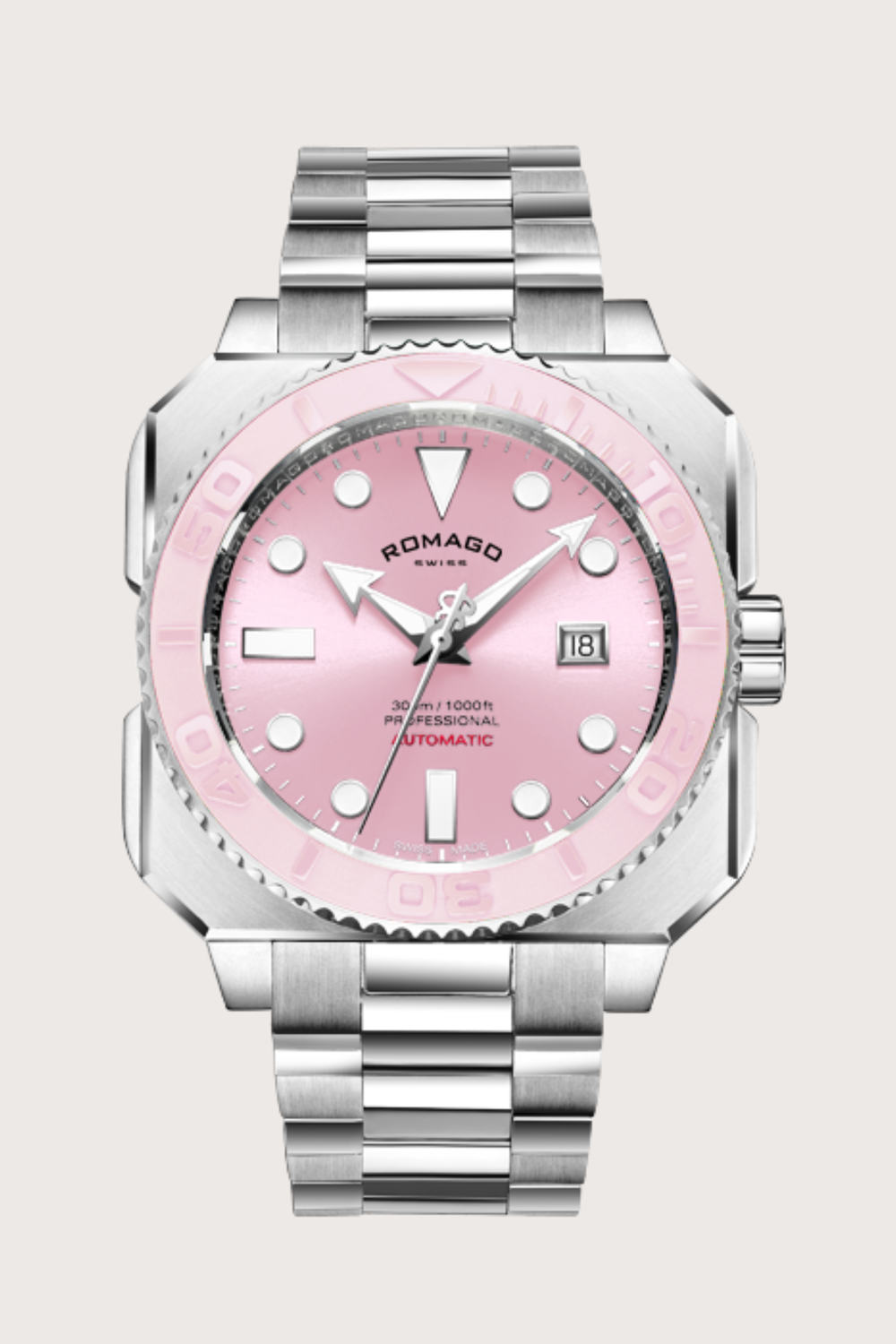 Romago Proaquanaut Pink Stainless Automatic Watch