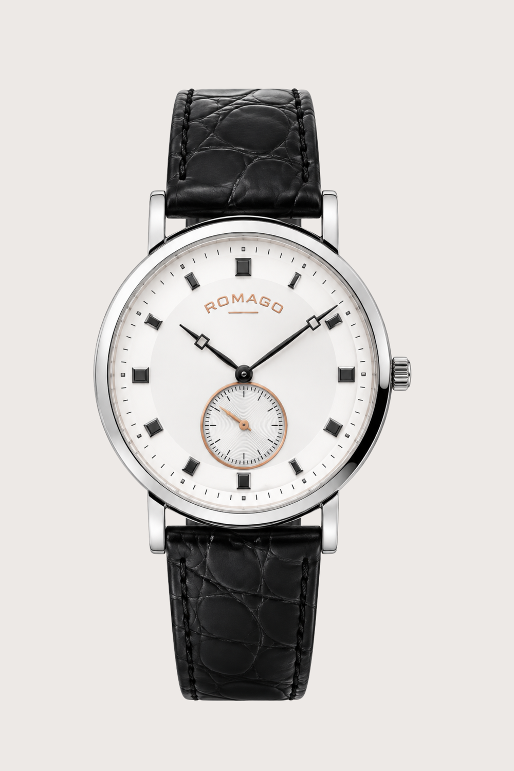 Romago Watch Silver Rose Gold Classic Small Seconds Dress Watch