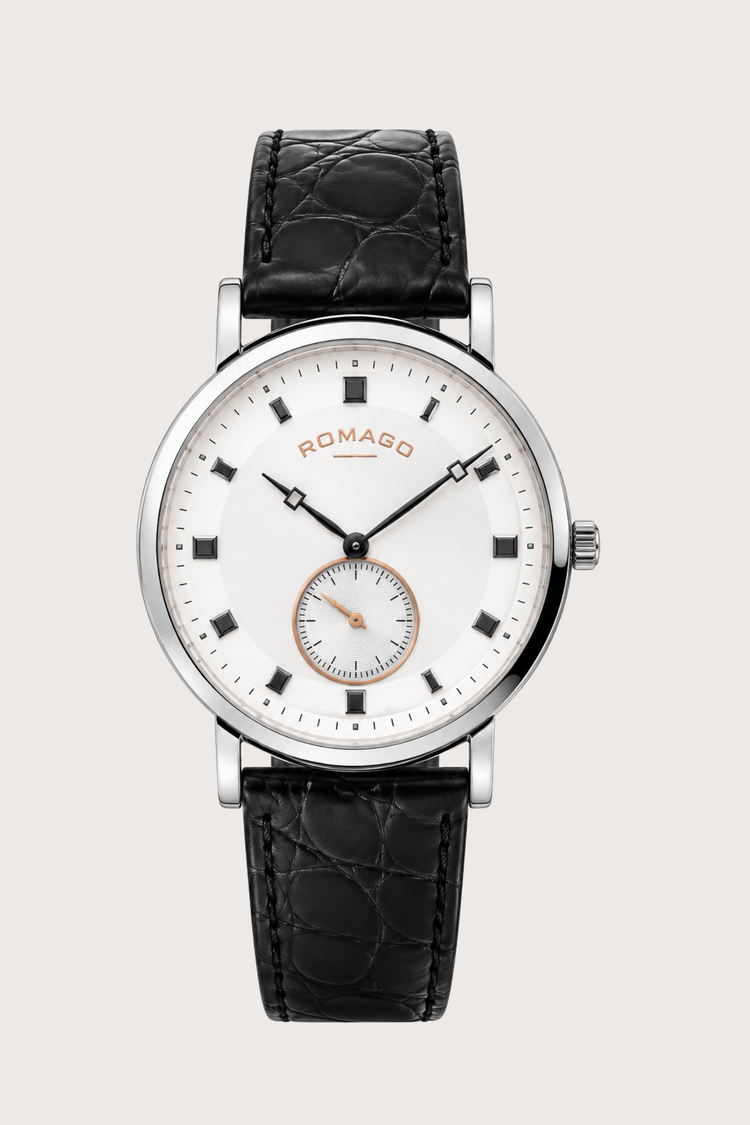 Romago Watch Silver Rose Gold Classic Small Seconds Dress Watch