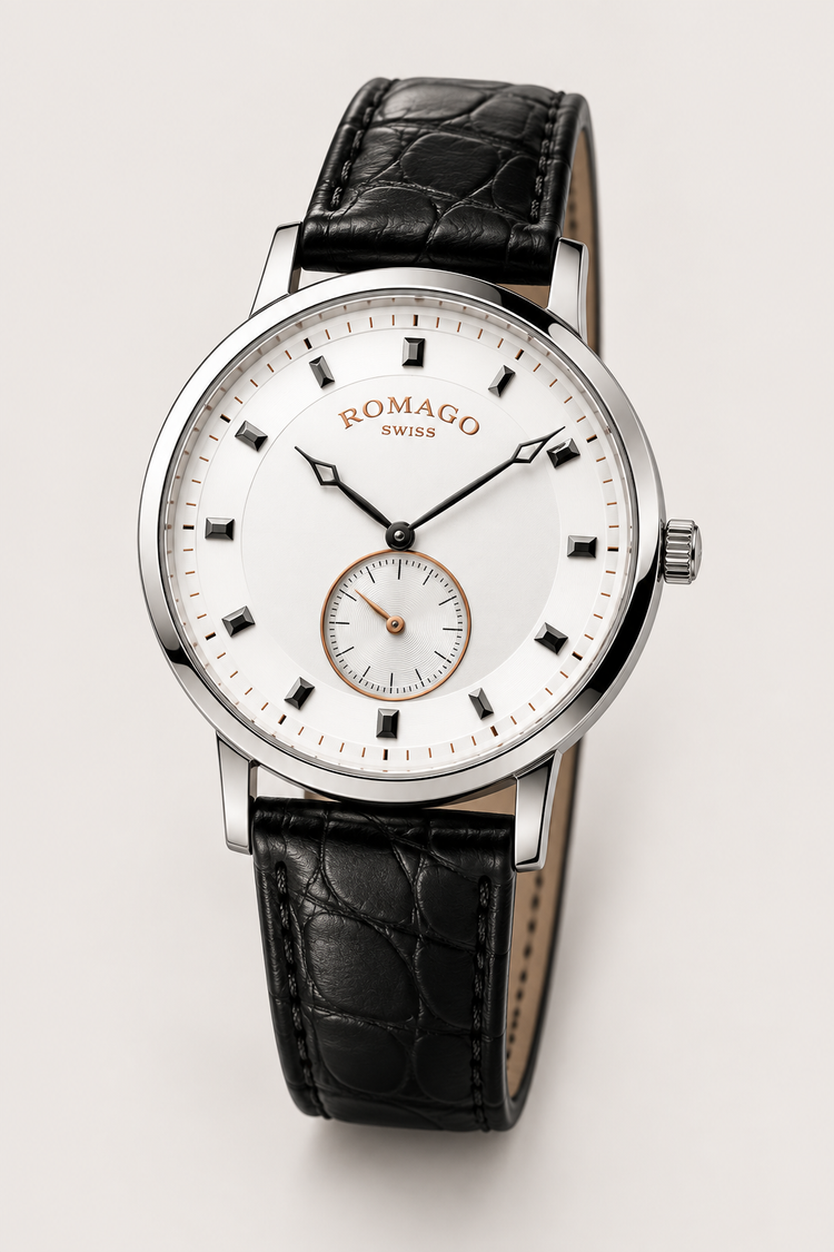 Romago Watch Silver Rose Gold Classic Small Seconds Dress Watch