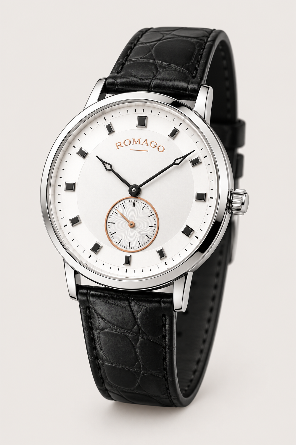 Romago Watch Silver Rose Gold Classic Small Seconds Dress Watch