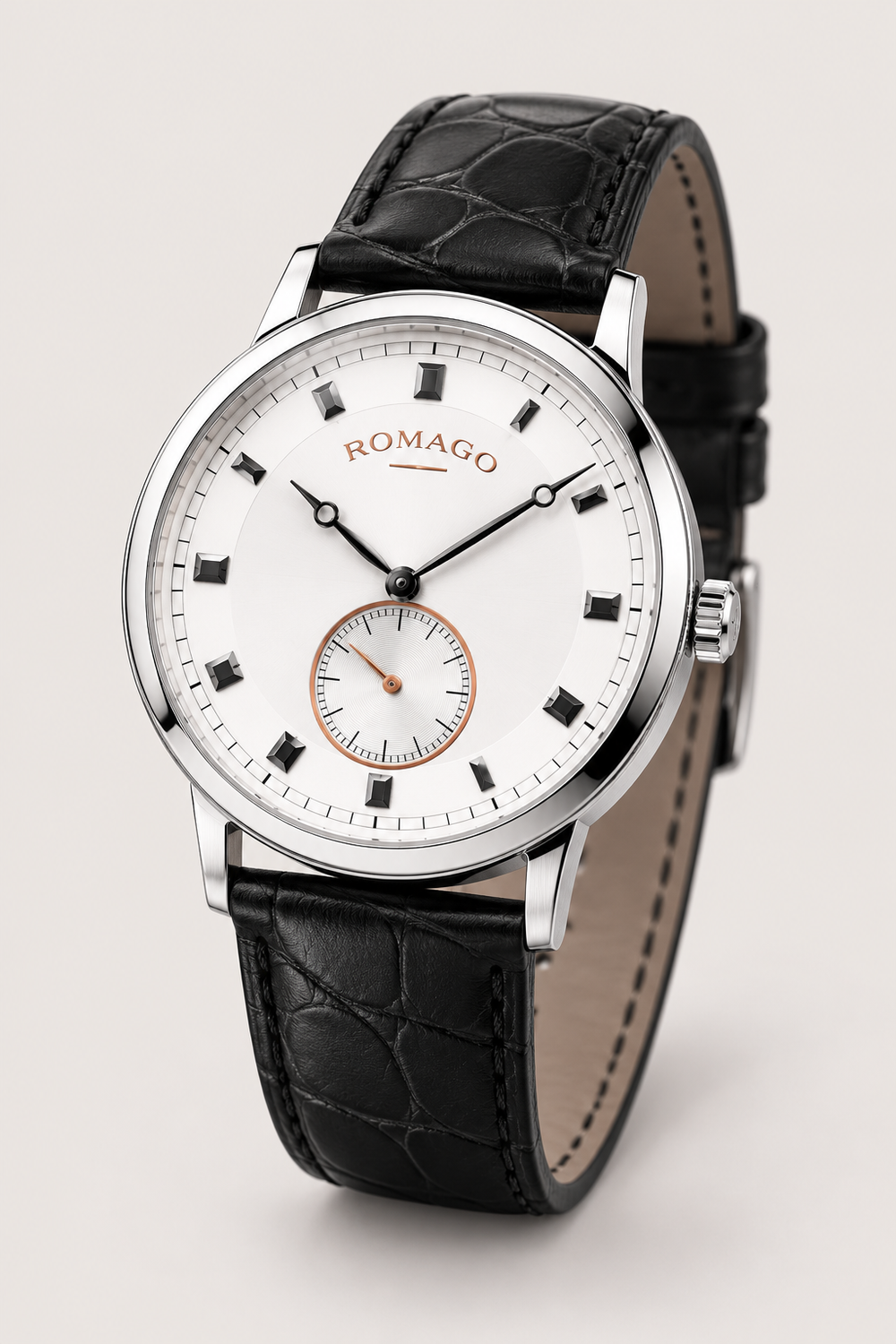 Romago Watch Silver Rose Gold Classic Small Seconds Dress Watch