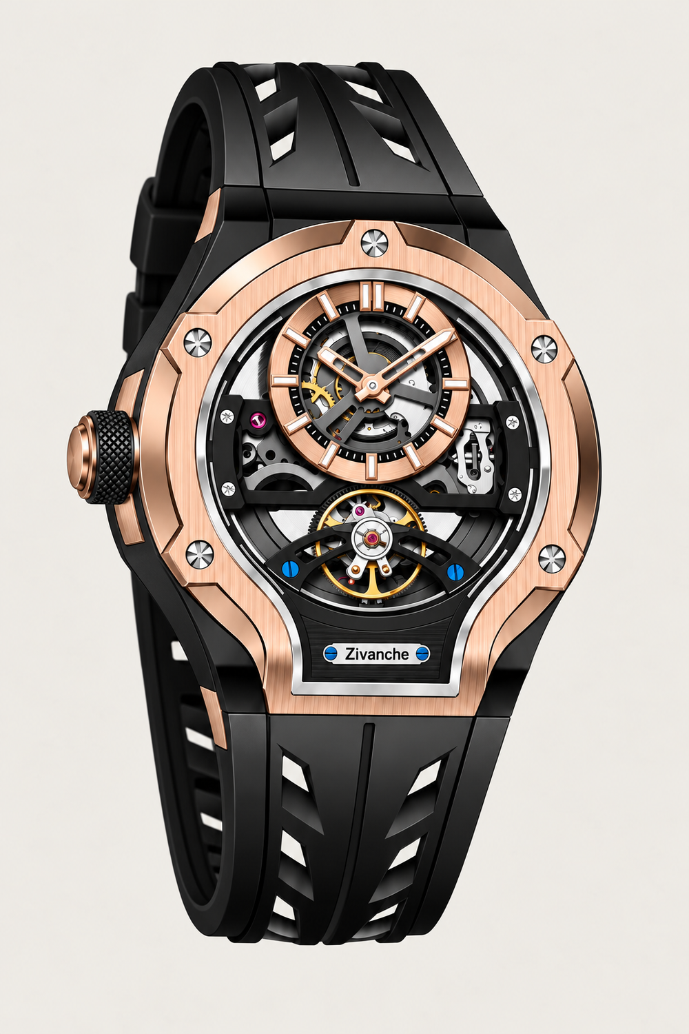 Skelaro Open‑Heart Gear Skeleton Dial Watch