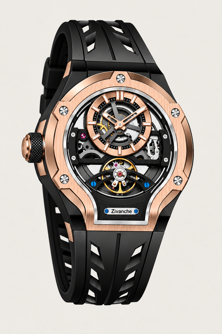 Skelaro Open‑Heart Gear Skeleton Dial Watch