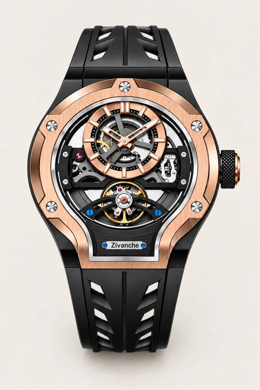 Skelaro Open‑Heart Gear Skeleton Dial Watch
