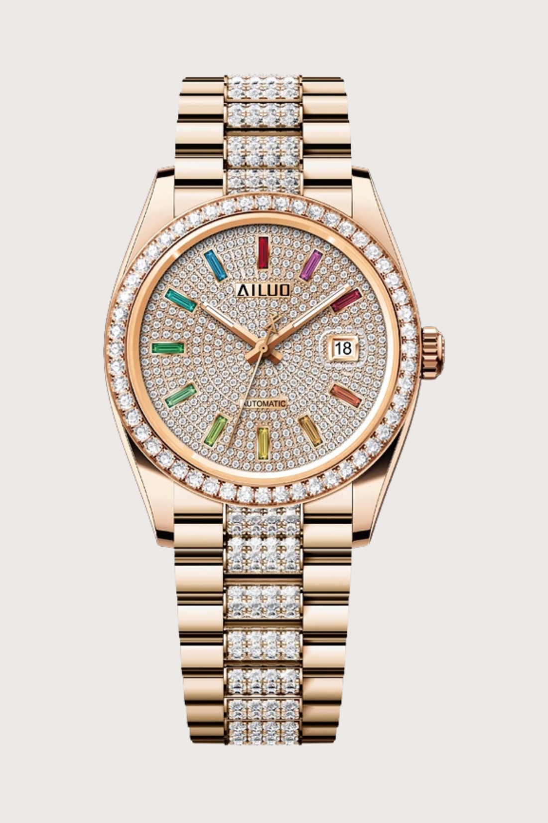Rose Celestia | Ailuo Rose Gold Diamond Automatic Watch