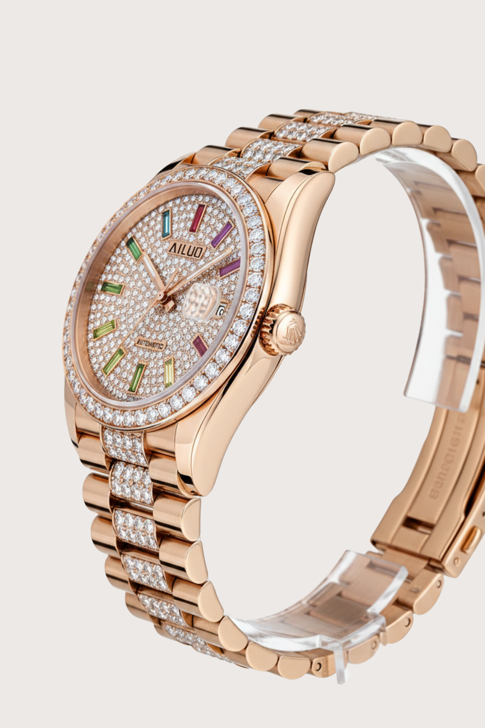Rose Celestia | Ailuo Rose Gold Diamond Automatic Watch